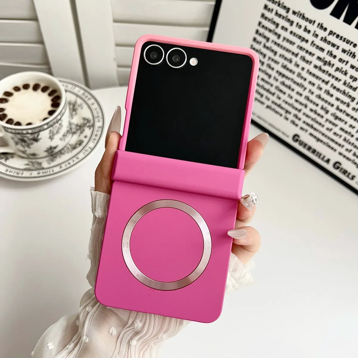 Magnetic Hinge Protection Phone Case with Double Color Gradient