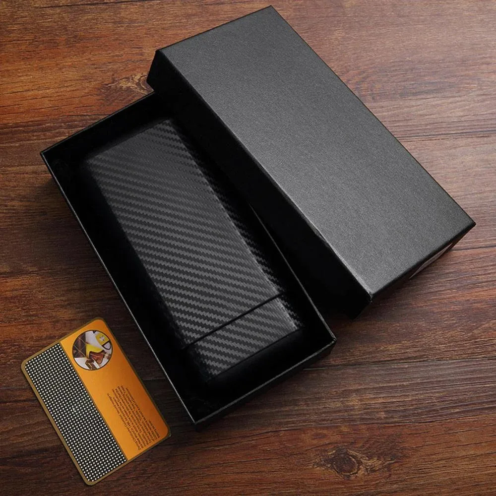 Black Carbon Fiber Leather 3-Cigar Case Travel Cigar Storage Box Holder Cedar Wood Cigar Humidor Accessories for COHIBA