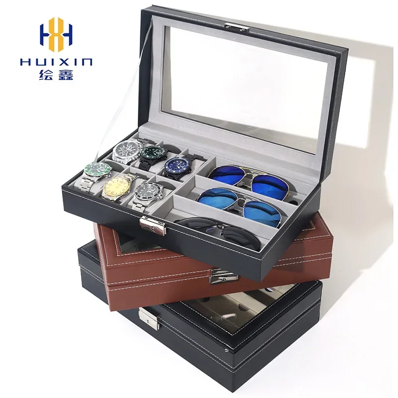 Dustproof Pu Leather Watch Box 6 Positions 3 Sun Glasses Display Case Storage Bag Direct From Manufacturer