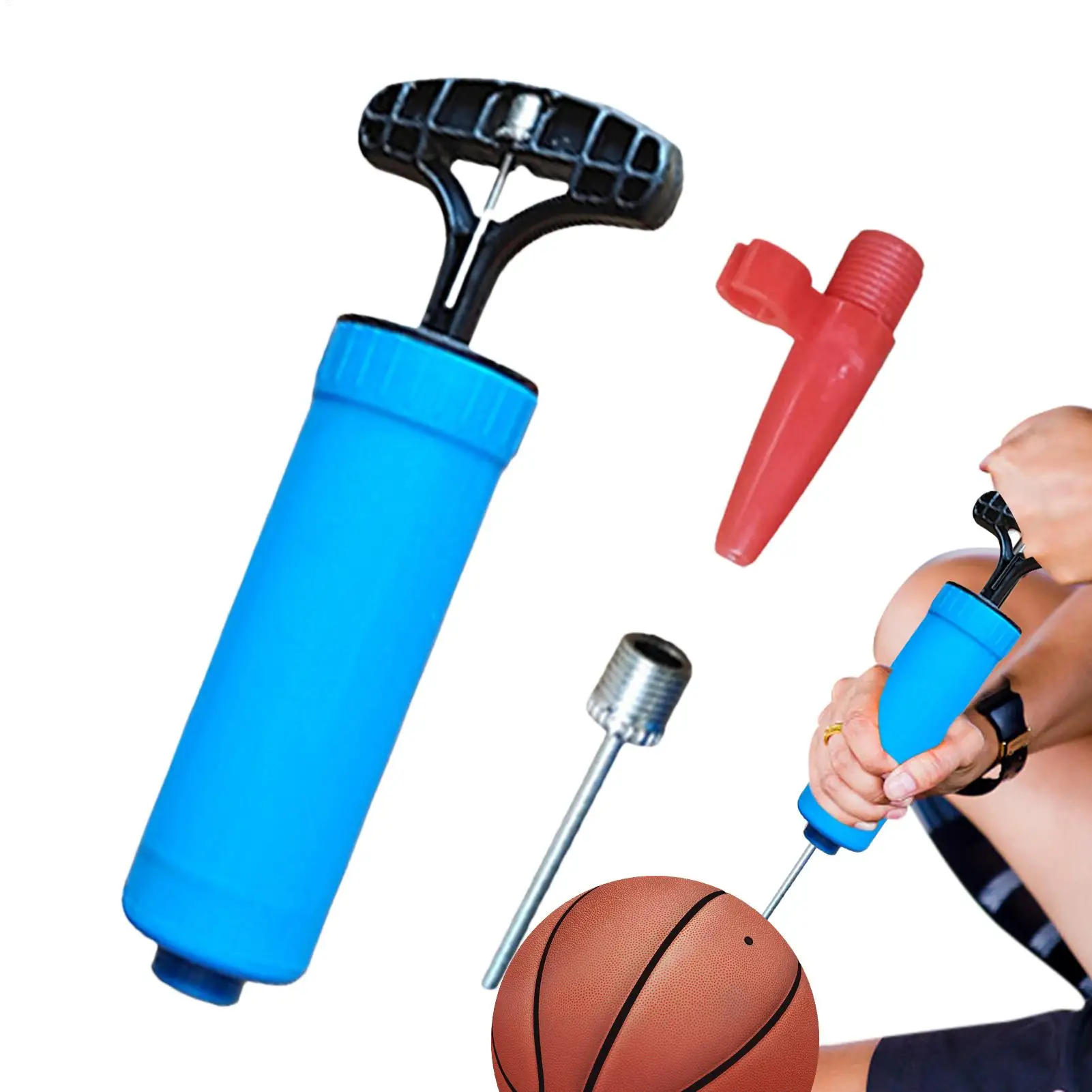 Portable Ball Pump Set Volleyball Football Basketball With Needle Hand Air Pump Durable Balloon Ball Inflator