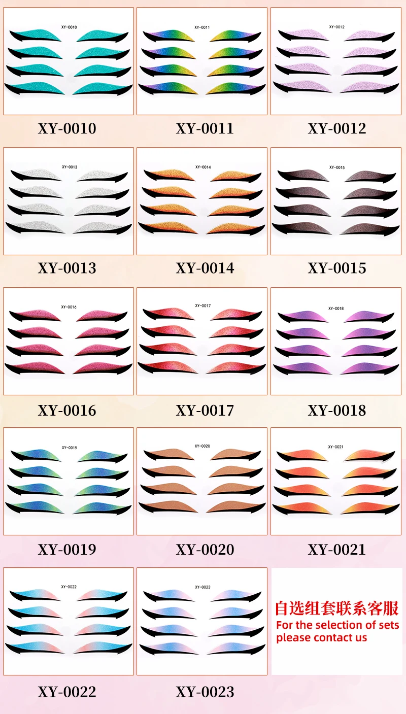 varianti adesivi eyeliner glitter XY 0010 0023 rosa argento arancio viola multicolor