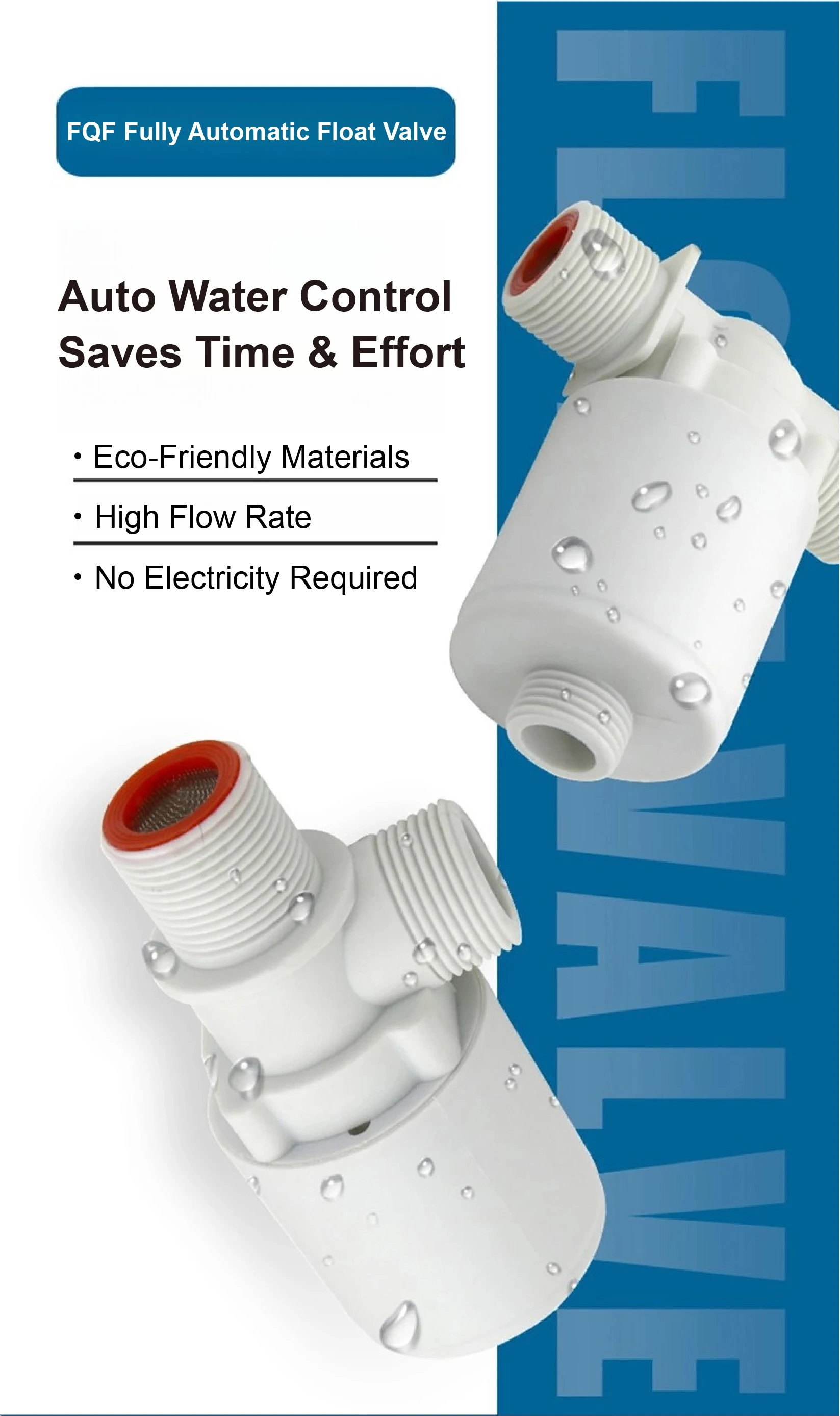 FQF 1/2" Automatic Water Level Control Valve for Water Tank Tower No Float Senso