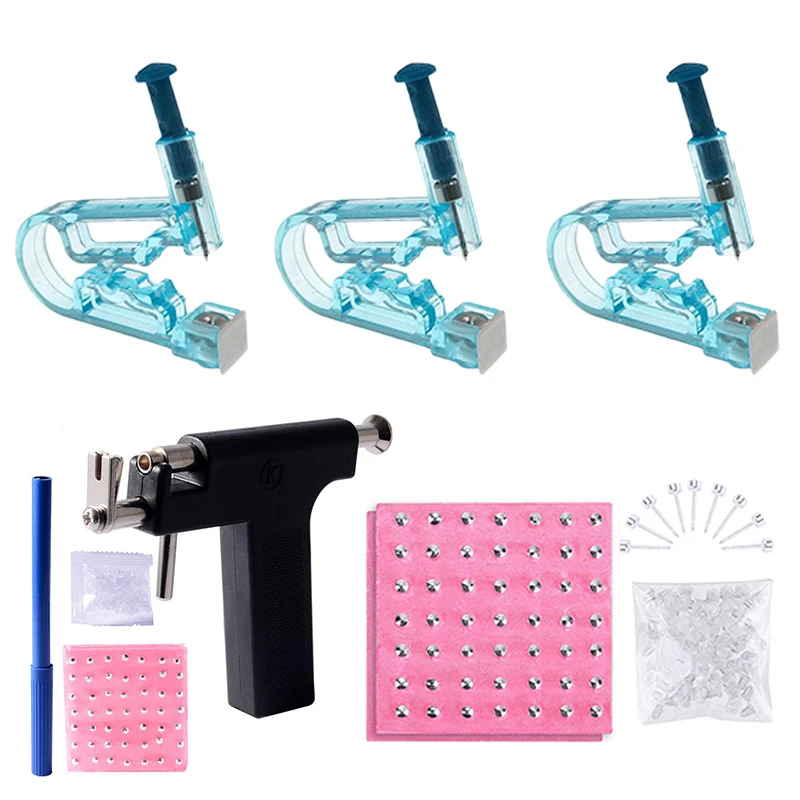 Professional Piercing Gun With 98pcs Ear Studs Tools Kit Ear Helix Lobe Piercing Ear Cartilage