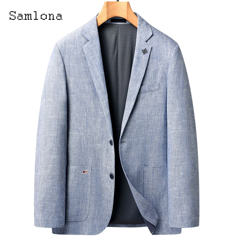 

Harajuku 2023 Single Breasted Tops Men Cotton Linen Blouse Lepal Collar Pockets Shirt Blazers Casual Slim Camisa Male Outerwear