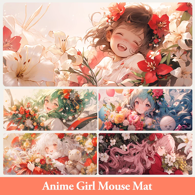 

Large Size Anime Girl 900x400MM Mouse Pad Neoprene Rubber With Top Fabric 800x300MM Game Mat 600x300MM Table Cover