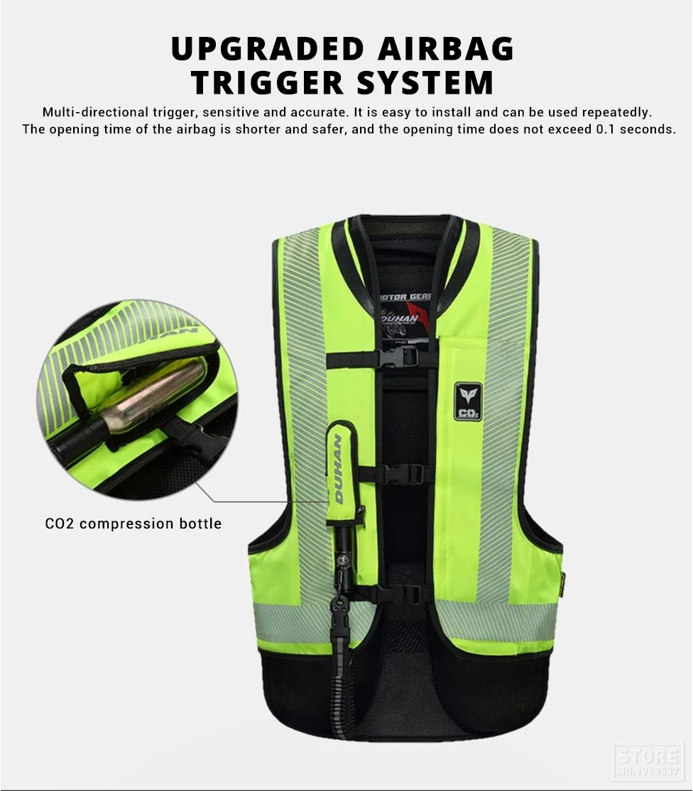 DUHAN Motorcycle Vest Airbag Motorcycle Vest Air Bag System Protective Gear Reflective Motorbike Airbag Moto