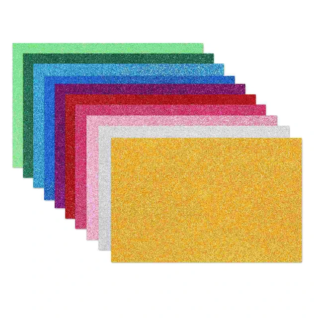 Papier cartonné pailleté de couleur - 10 feuilles A4