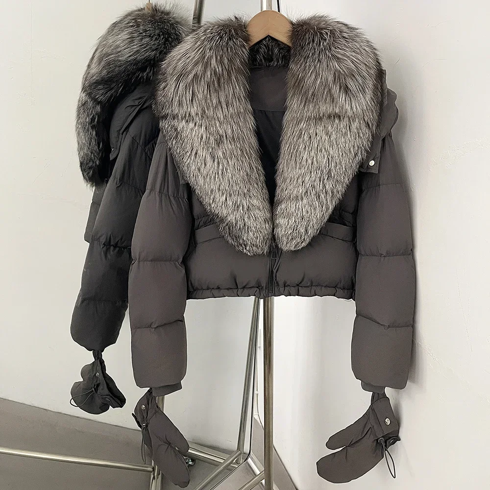 OFTBUY New Short Outerwear Hood Duck Down Luxury Real Fur Down Jacket with Removable Gloves Women Puffer Coat with Real Fox Fur
