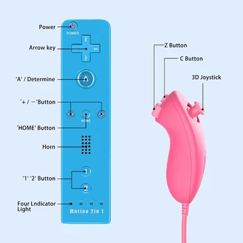 For Nintendo Wii Joystick 2 in 1 Wireless Remote Gamepad Controller Set Optional Motion Plus with Silicone Case Video Game 5