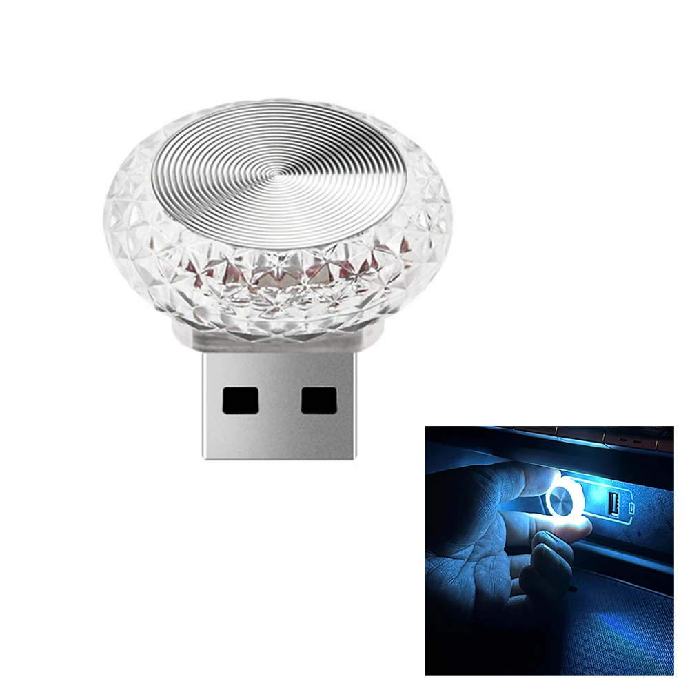 

1pc New 12V Colorful USB Ambient Light Mini LED Decorative Atmosphere Lamp For Car Interior Environment Lighting Portable Parts