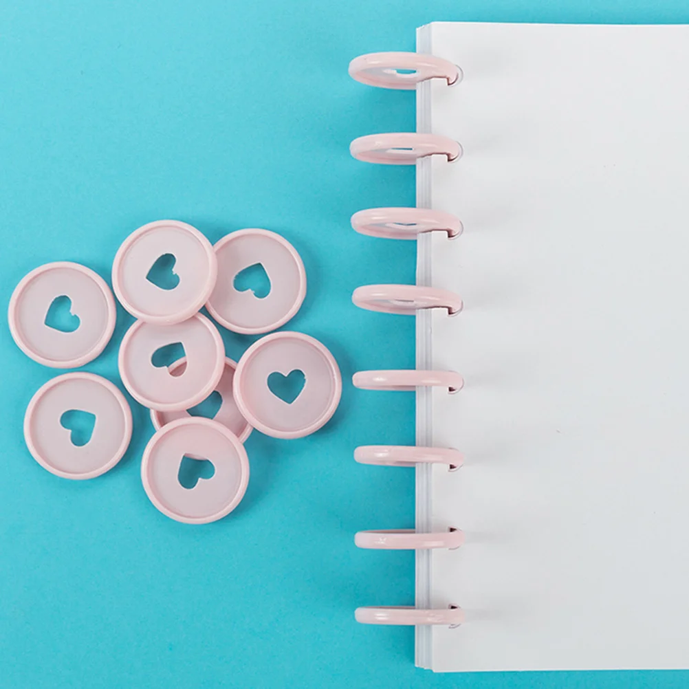 80 Pcs Macaron Color Binder Rings Planner Binding Discs Heart Shaped Book Discs Small Binder Buckles Office Binding Supplies