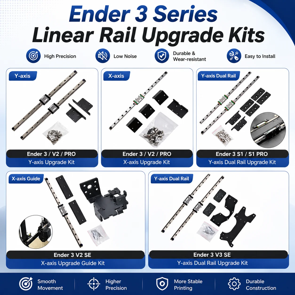 Ender 3/PRO/Ender 3V2/Ender 3V3 SE 3D Printer Dual Y Axis Linear Rail Upgrade Kit X Axis Upgrade Kit With Bracket