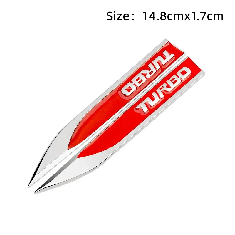 2pcs x 3D Metal Turbo Logo Car Side Fender Blade Emblem Badge Sticker for Volkswagen Golf Honda Toyota Ford Mercedes Accessories image_1