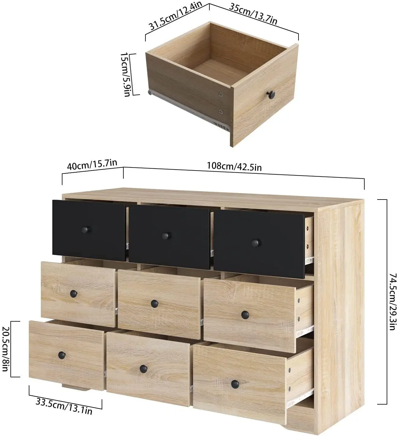 Dresser 9 Drawer Bedroom Furniture Storage Chest Organizer Closet Cabinet Home 51 JFurnitures 2026