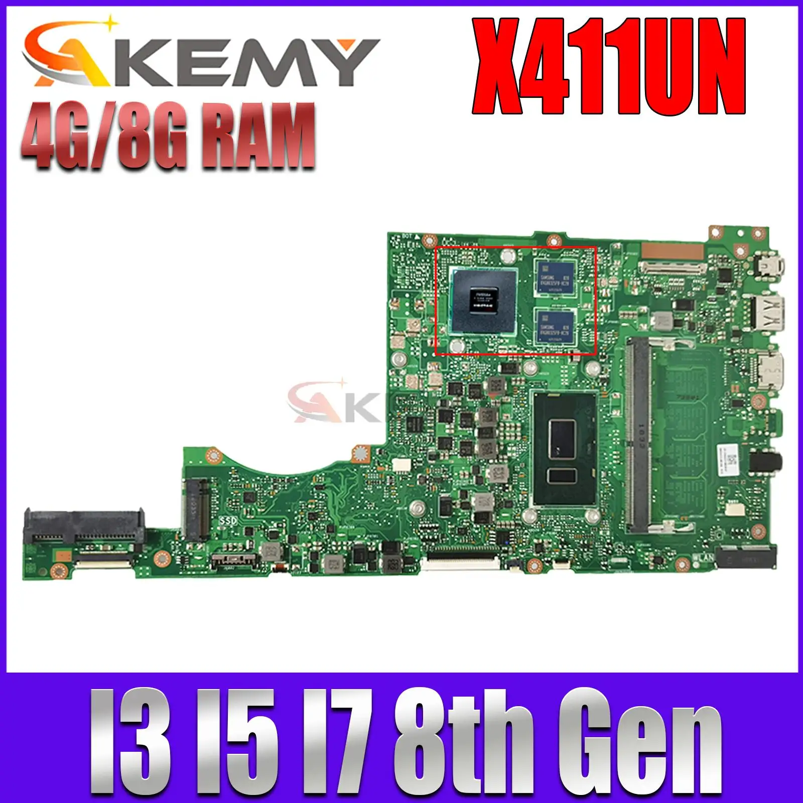 kefu x510unr материнская плата для x510uf x510ua x510uq s5100ur s5100u материнская плата для ноутбука w i3 i5 i7 6th 7th 930mx 940mx mx150 100% тест Материнская плата X411UA для ноутбука ASUS X411UN X411UAO X411UF X411UQ X411UNV 4G 8G I3 I5 I7 940MX MX150, материнская плата 100% рабочий