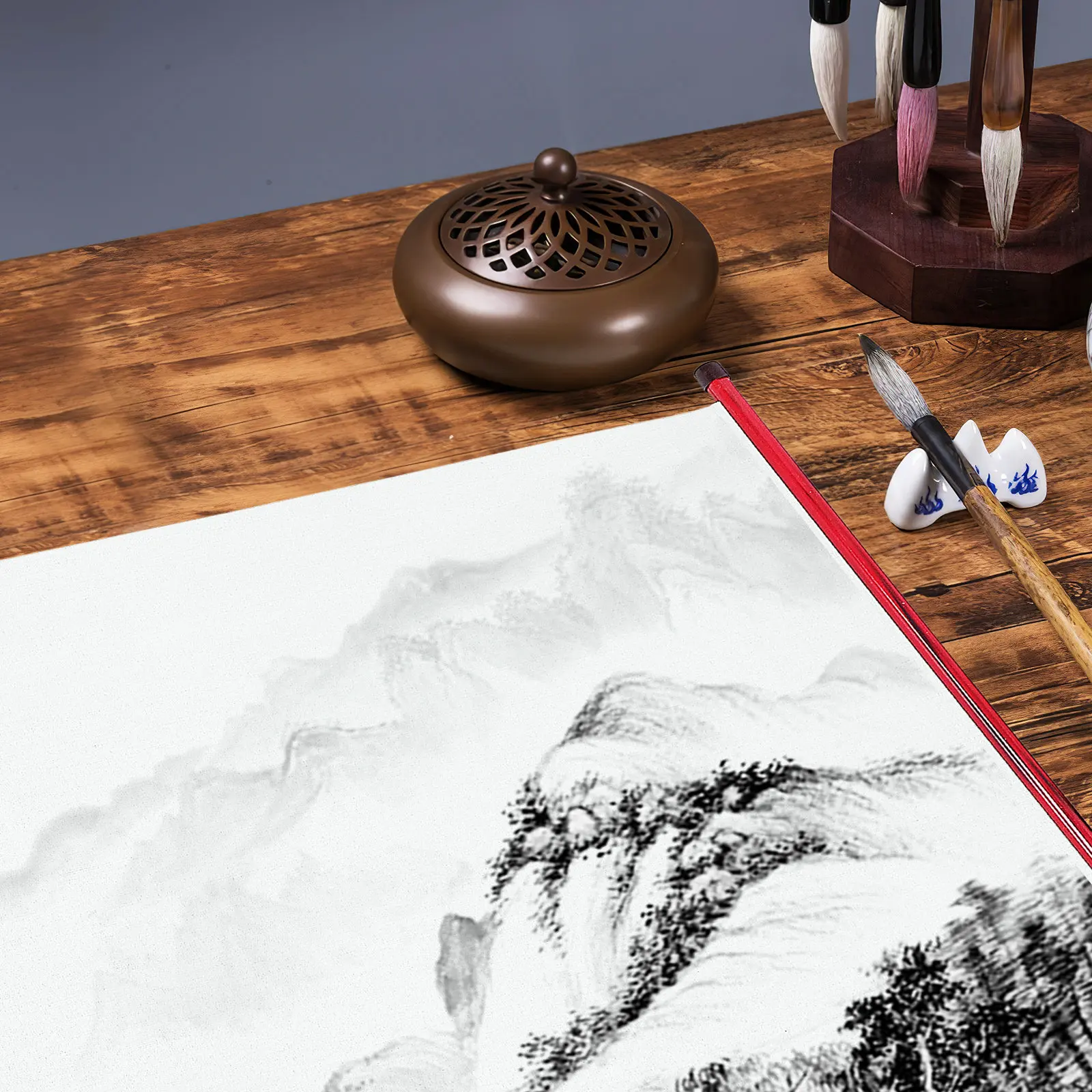 물로 쓰는 천 스크롤, 서예 연습용 빈 스크롤, 중국화 재사용 가능 친환경 휴대용 예술 작품