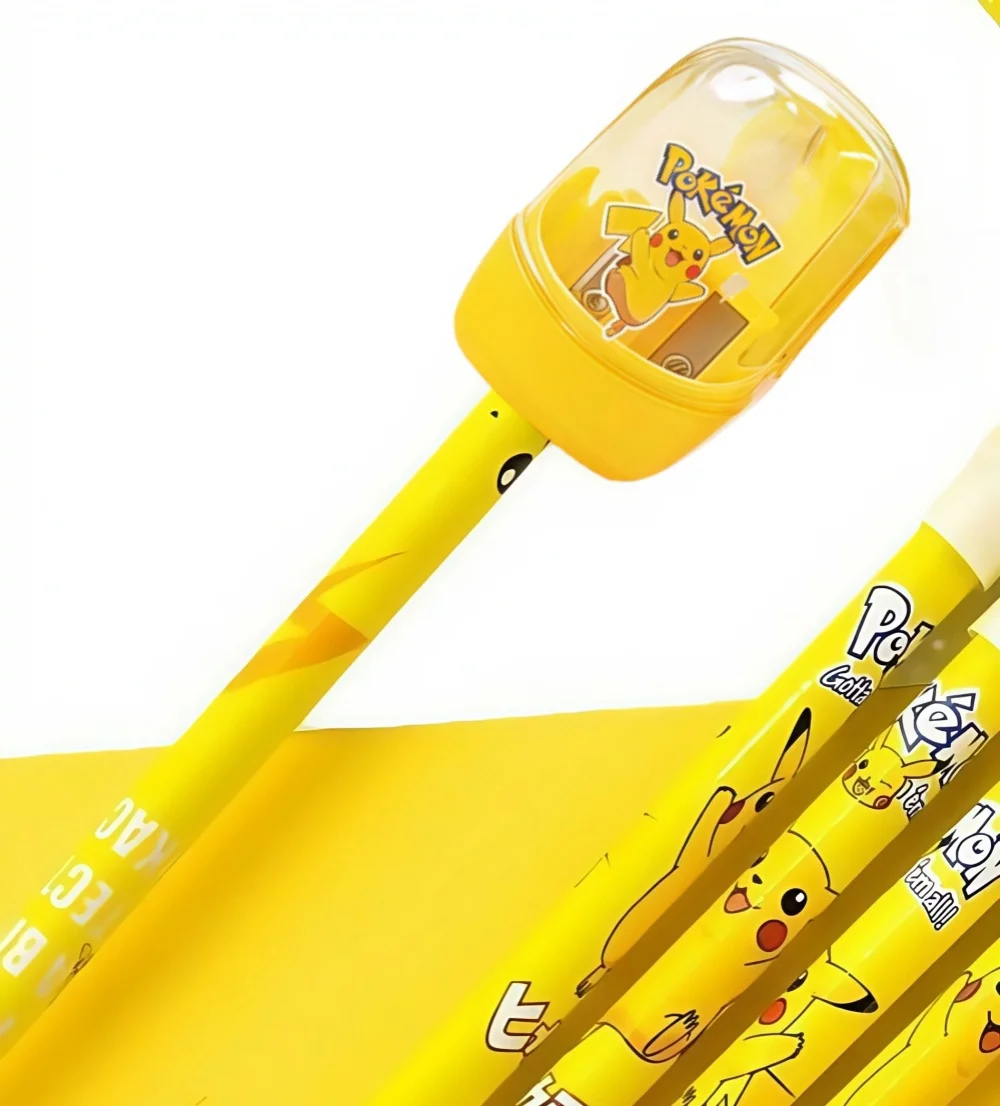 Pokemon pikachu pencil sharpener eraser 1/4pcs Anime Students Cartoon Pencil-knife Necessary Study Stationery School Supplies