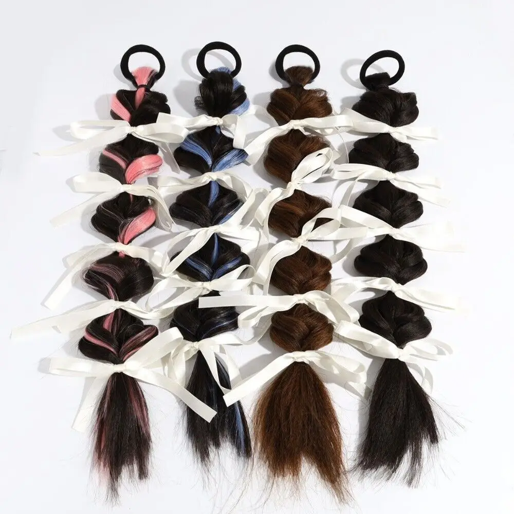 

1 Pair Cute Wig Braids Hair Ties Portable Hair Extensions Twist Braids Pony Tail Wigs Hair Accessories Synthetic Ponytails