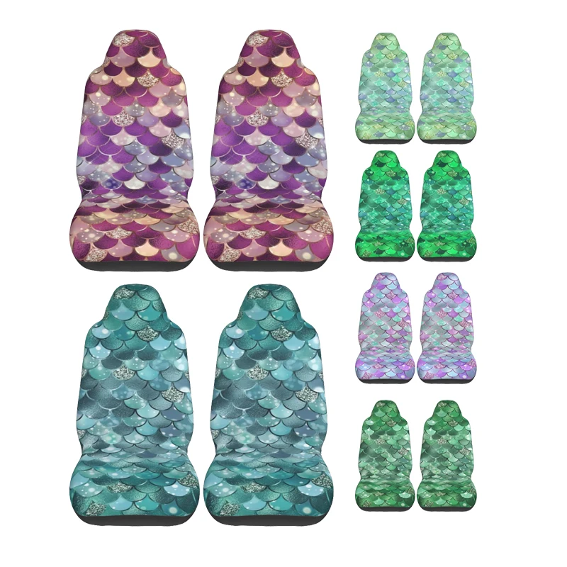 

Mermaid Bokeh Pattern Car Seat Cover Custom Printing Universal Front Protector Accessories Cushion Set