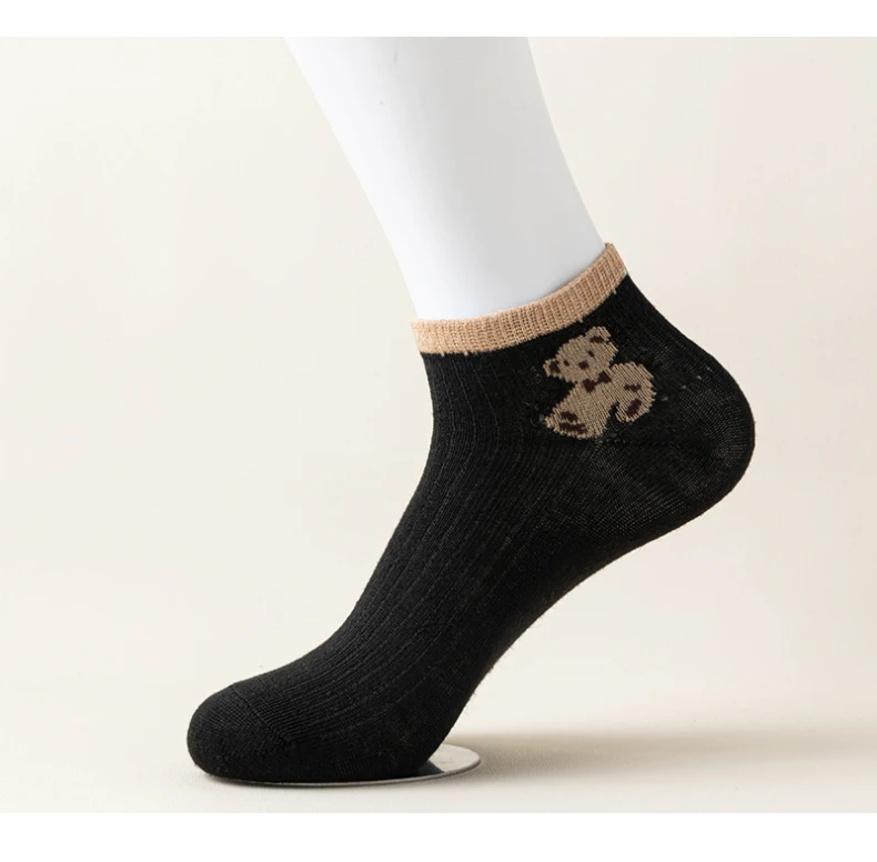 Cute Teddy Bear Short Socks - Casual SpringSummer Boat Socks