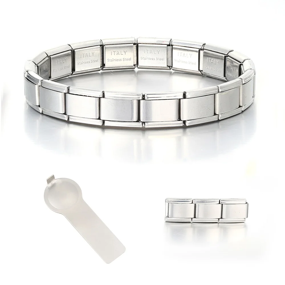 

New Fashion Women Jewelry 9mm Width Silver Color Stainless Steel Elastic Bracelet Bangle Hand Chain DIY Making Jewellry Gifts