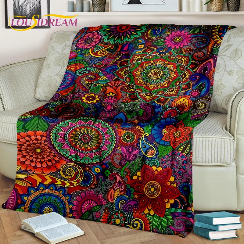3D Mandala Bohemia Geometric Flower Blanket,Soft Throw Blanket for Home Bedroom Bed Sofa Picnic Office Hiking Leisure Nap Cover