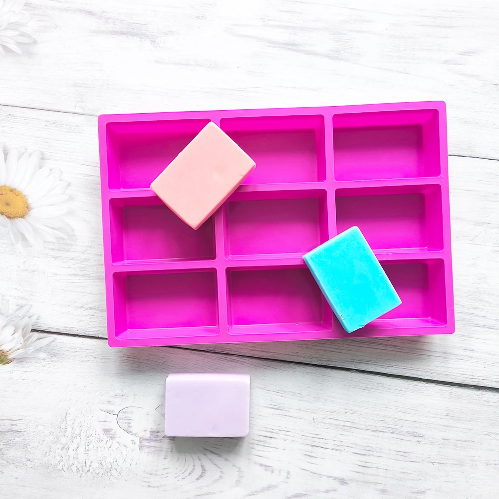 Silicone Soap Mold 9-connected Rectangular for Baking Cake 1PC