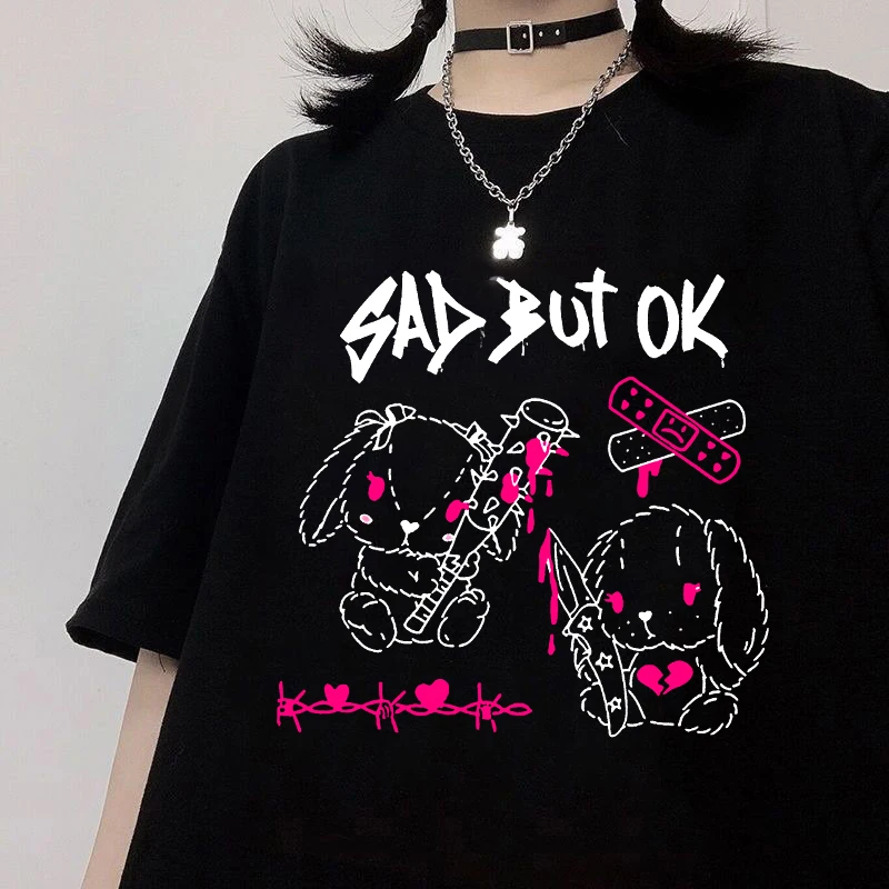 

Y2k Harajuku Men's T-shirt Streetwear Japanese Funnny Black Kawaii Tees Casual Tops Ulzzang Vintage Loose New Summer Men TShirt