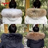 Women Natural Raccoon Fur Collar Neck Keep Warm Red Scarf Winter Coat Luxury Fox Scarves Decorate Fashion Designer Scarfs Female 1