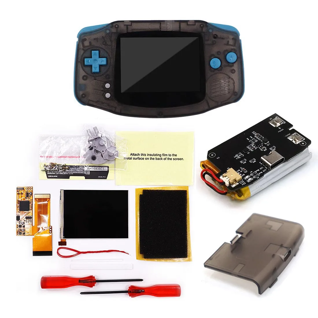 GBA IPS V2 スクリーンバックライトキット内蔵 1800mAh リチウム電池と