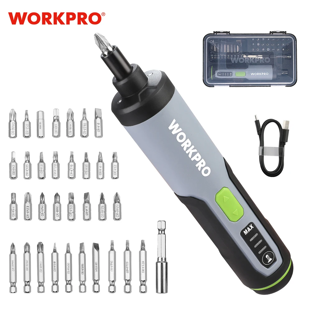 WORKPRO 3.6V Cordless Screwdriver Electric Screwdriver Set Type C Fast