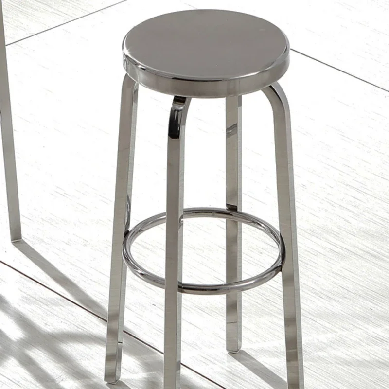Modern Minimalist High Foot Seat Stainless Steel Bar Chair Milk Tea Shop Counter Stools Stable Load-Bearing Restaurant Furniture