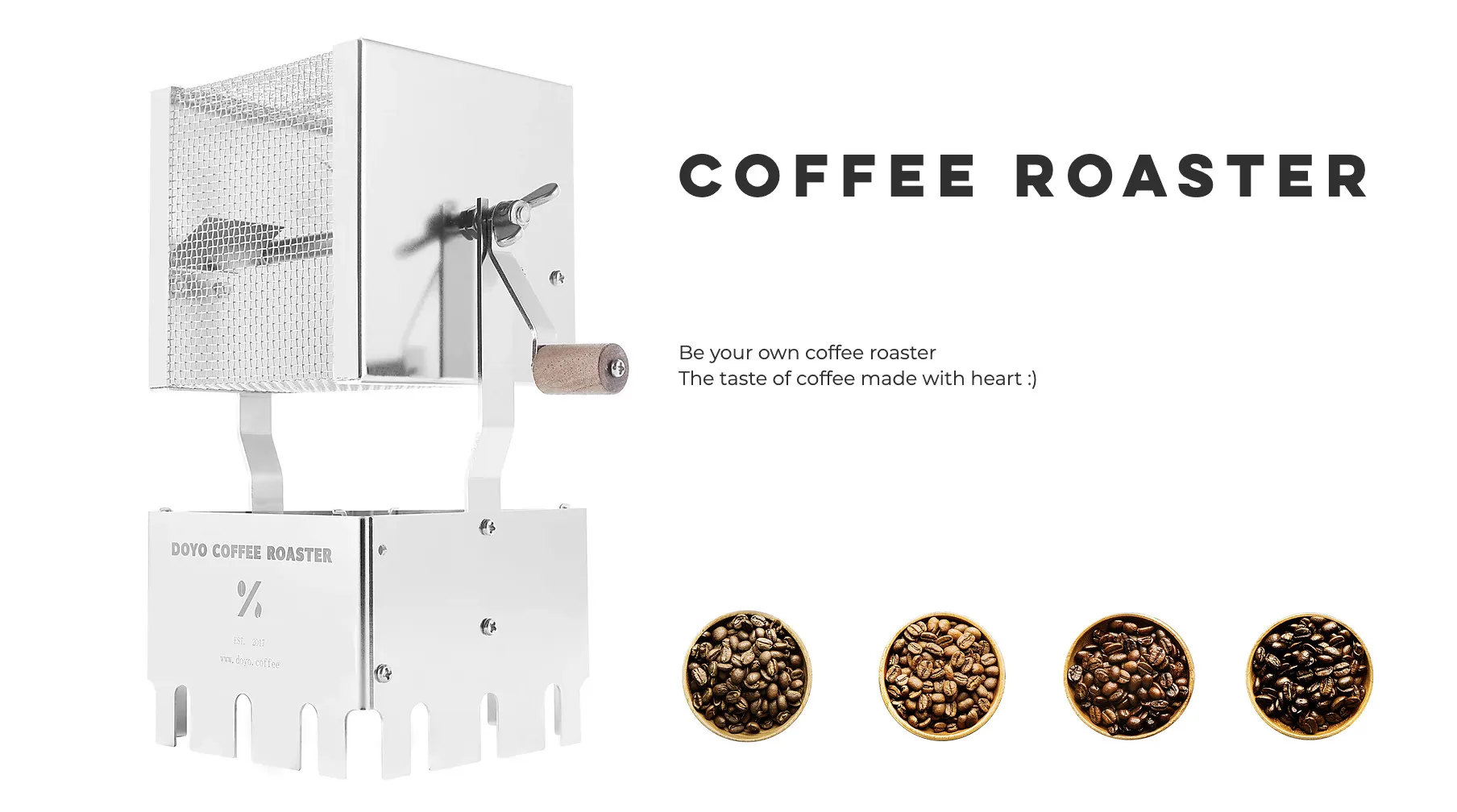 

NEW Far Infrared Heating Coffee Bean Roasting Hand Crank Gadget 304 Stainless Steel Body Heat Evenly Suitable for Sample Testing
