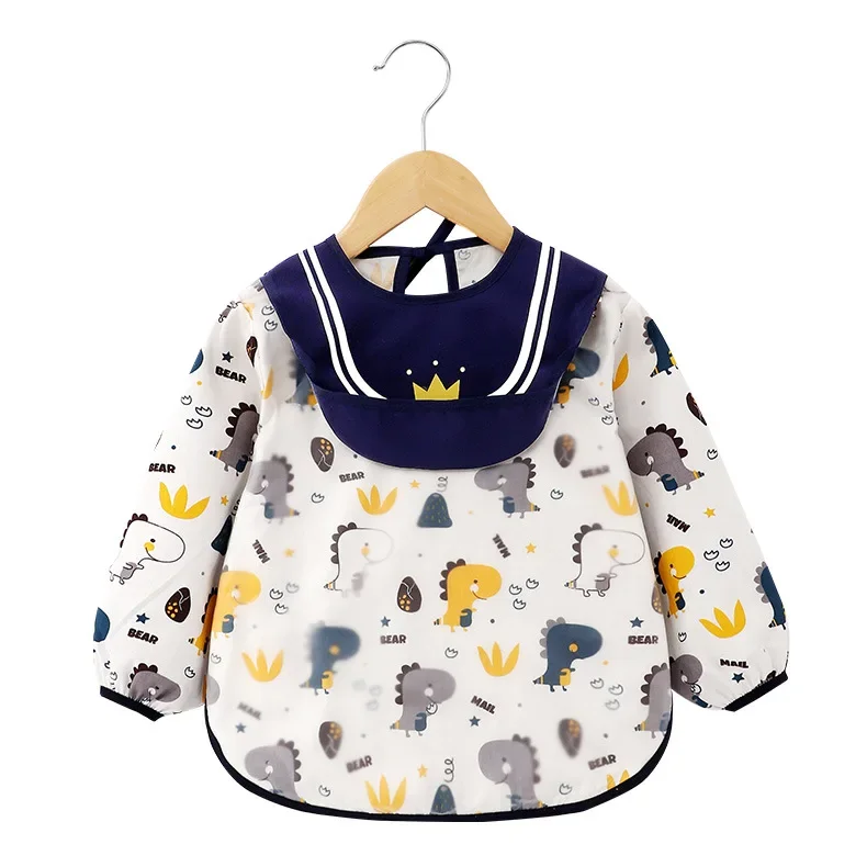 Baby Feeding Apron Cotton Material Waterproof Dirt-Resistant Child Bib Boys Overalls Kids Reverse Clothing Feeding Smock