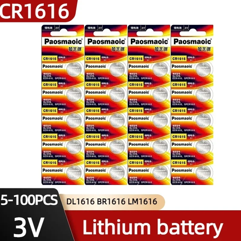 

New Original 5-100pcs CR1616 3v Lithium Battery Cr1616 DL1616 BR1616 DL1616 LM1616 for Car Key Remote Control Watch