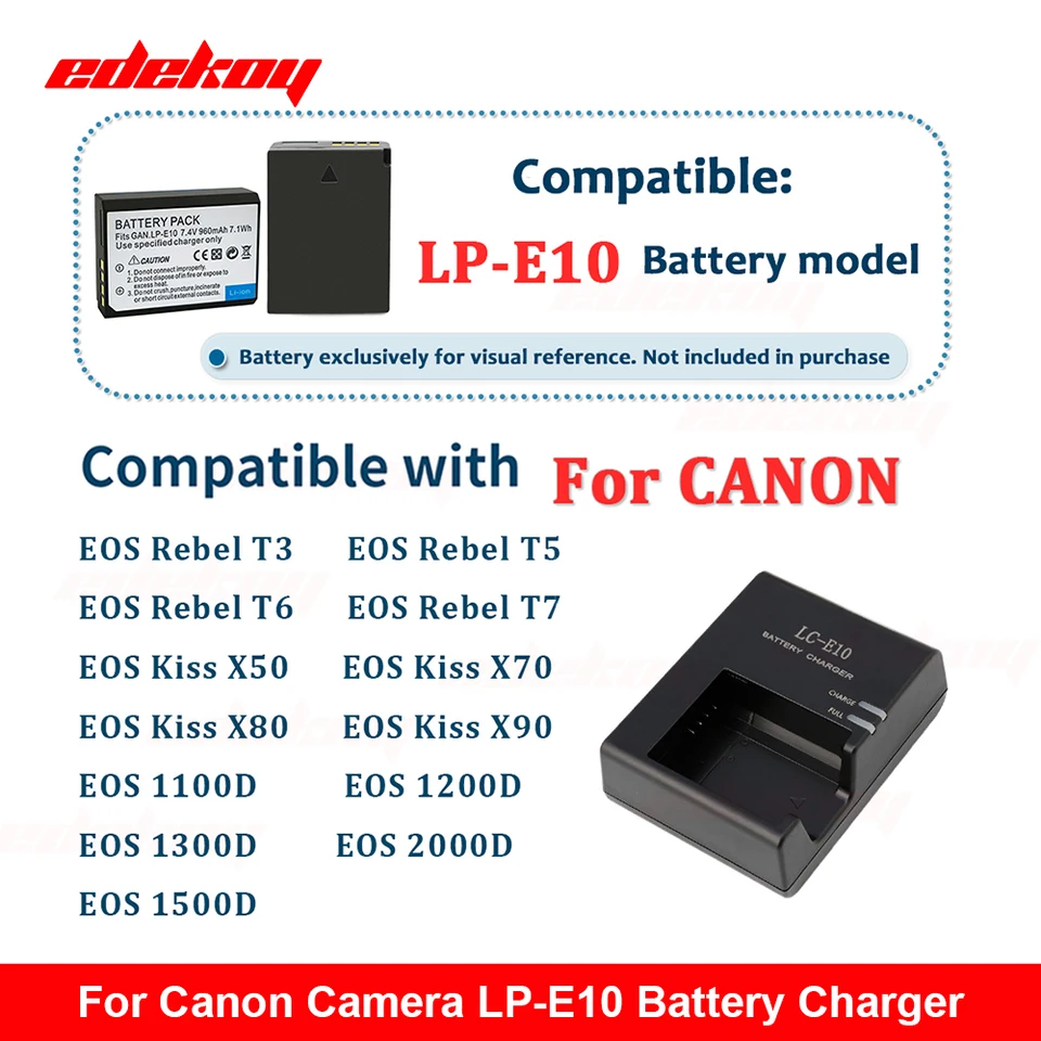 Batería de LP E10 de 1500mAh para Canon LP E10 Canon EOS Rebel T3 T5 T6 Batería de LP E10 de 1500mAh para Canon LP E10 Canon EOS Rebel T3 T5 T6