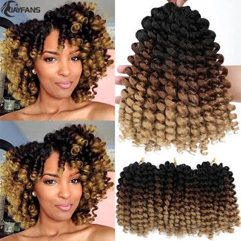 1- 5 Packs 8 inch Jumpy Wand Curl Jamaican Bounce Crochet Hair Natural Black Wand Curls Crochet Hair Short Curly Crochet Braids 1
