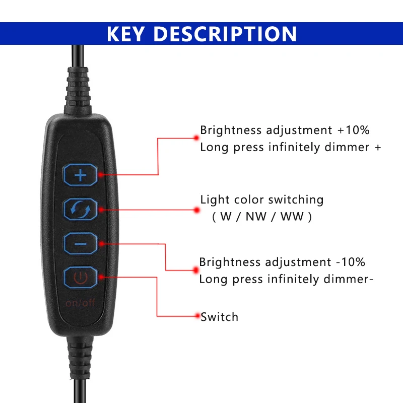 Dual Color USB Dimmer Switch Cable with On/Off Control and Adjustable Brightness for Tricolor Light Strips
