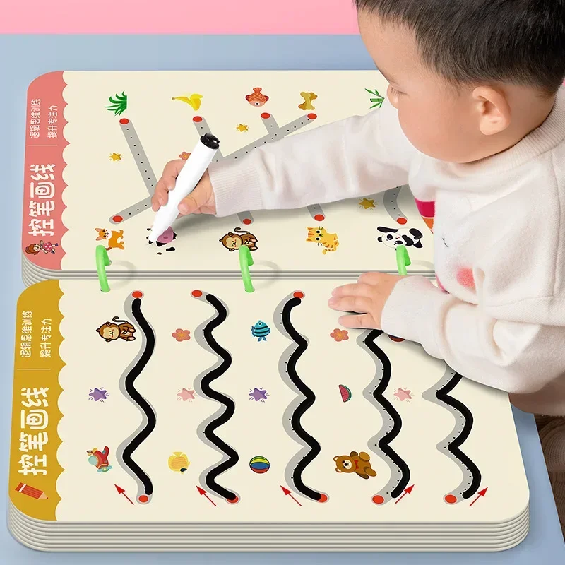 Reusable Magical Tracing Workbook Magic Practice Copybook Control Training Book Children Montessori Drawing Education Stationery