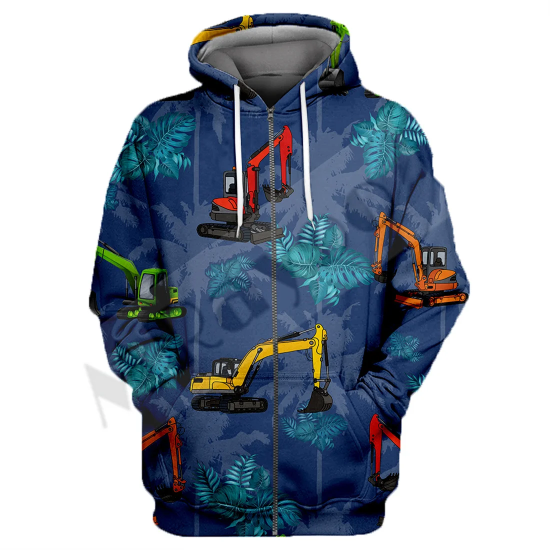 

Long Arm Excavator 3D All Over Printed Full Body Printed Men's Jacket Harajuku Hooded Unisex Casual Street Sweatshirt Hombre