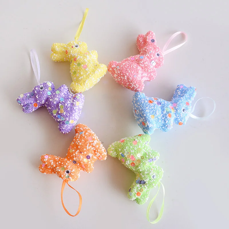 6/12PCS Easter Foam Rabbit Colorful Bunny Hanging Ornament for Spring Easter Party Home Decoration Supplies Kids Gift Favors
