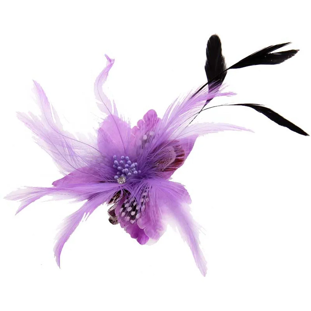 New Feather Brooch Pin For Women Cocktail Hat Wedding Tea Party Performances Men Dess Suit Girls Hair Accessories Best Gift