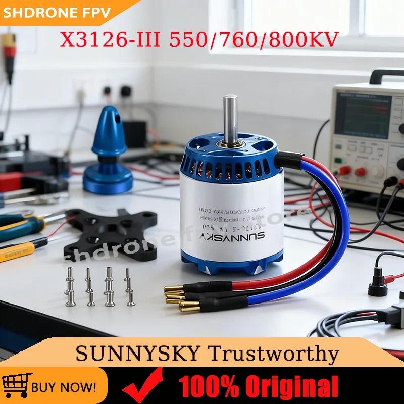 SunnySky X Series X3126 550KV/760/800KV Brushless Motors 3-6S No-load current 1.1A 1.6A 1.9A for RC Drones Fixed Wing Helicopter