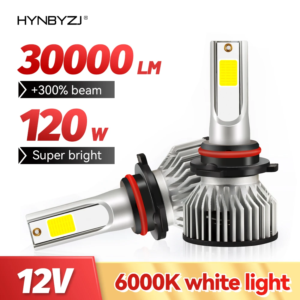 

HYNBYZJ 30000lm 120W 3570 CSP chip 6000k Car LED Headlight h4 h7 h1 LED headlights 9005 H7 h11 led light