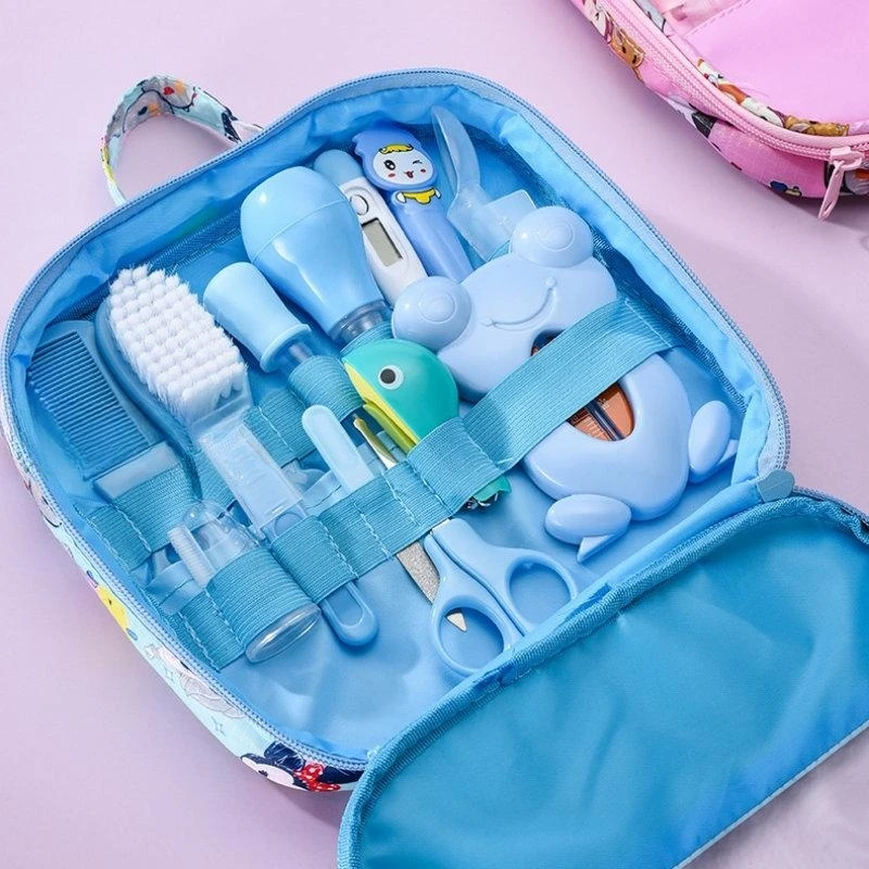 13Pcs Baby Care Kit Newborn Baby Kids Nail Hair Health Care Thermometer Grooming Brush Kit Clipper Scissor Toiletries