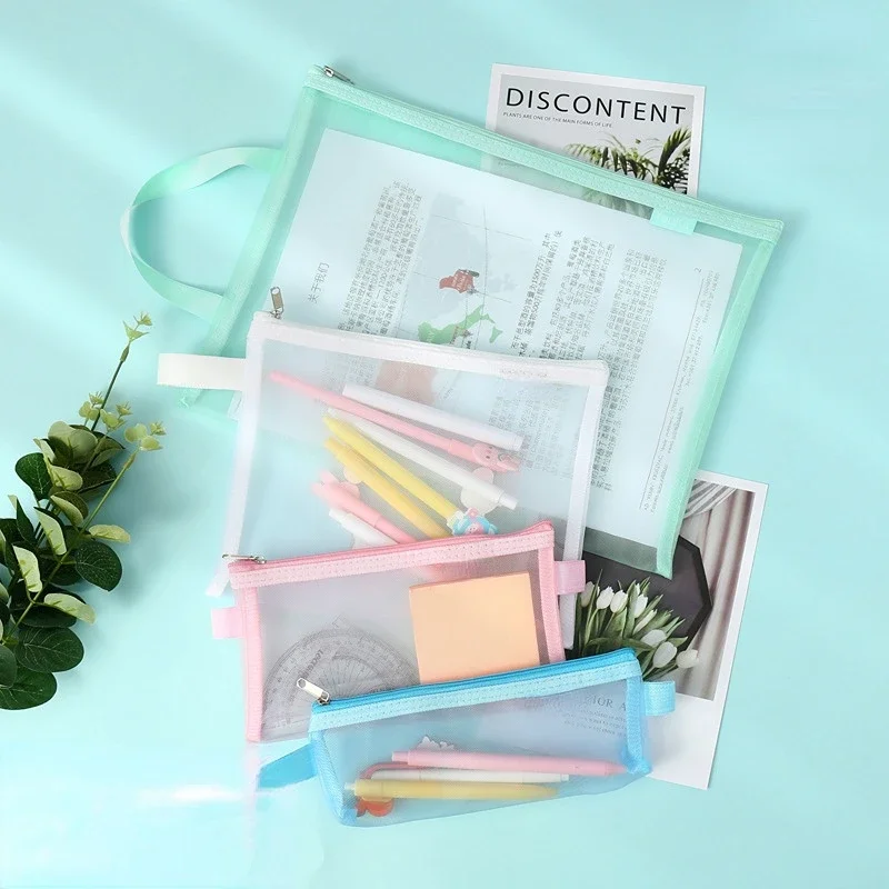 A4/A5/A6 Mesh Zipper Pouch Document Bag 1pcs