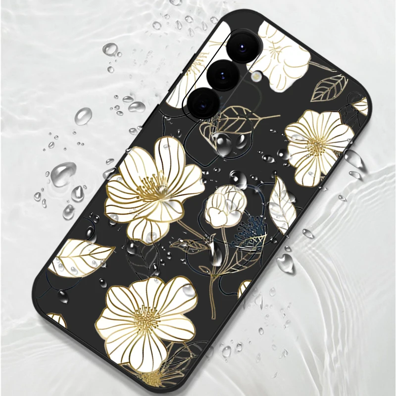 Elegant White Line Floral Lanyard Phone Case