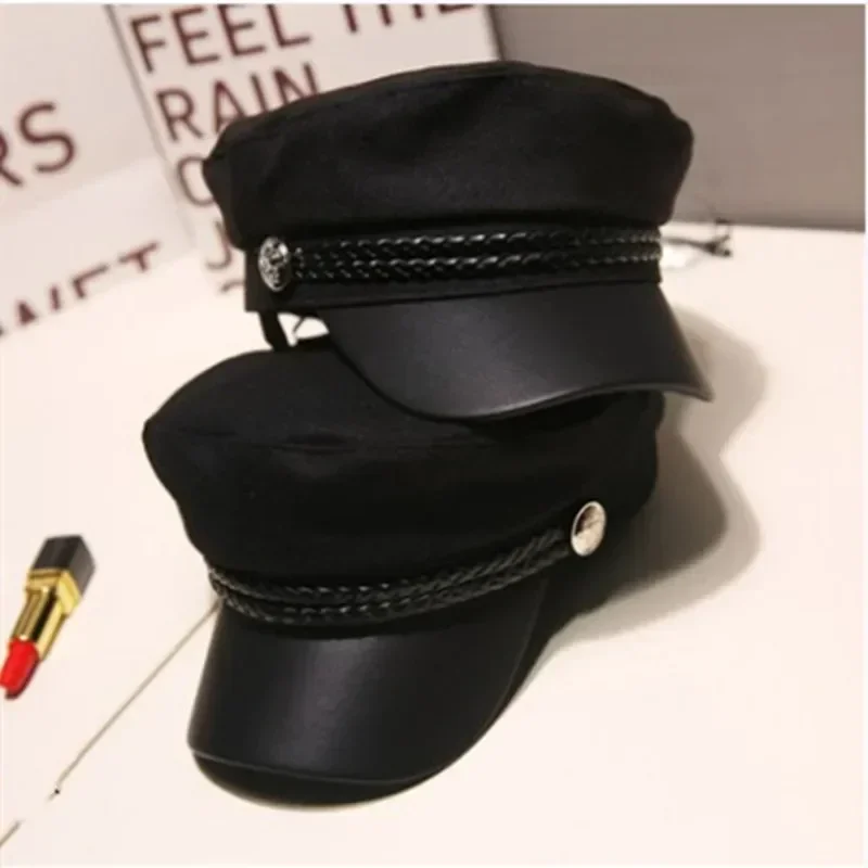 Fashion Women Men Hat Spring Autumn Sailor Hats Black Ladies Beret Caps flat cap cap hat sailor hat Flat Top Captain Cap Travel Cadet Octagonal Hat