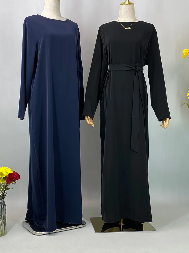 Hot Selle Muslim Woman Abaya With Pockets Islamic Casual And Simple Long Dresses Moroccan Caftan Woman Dubai Abaya Ramadan Black - Image 2