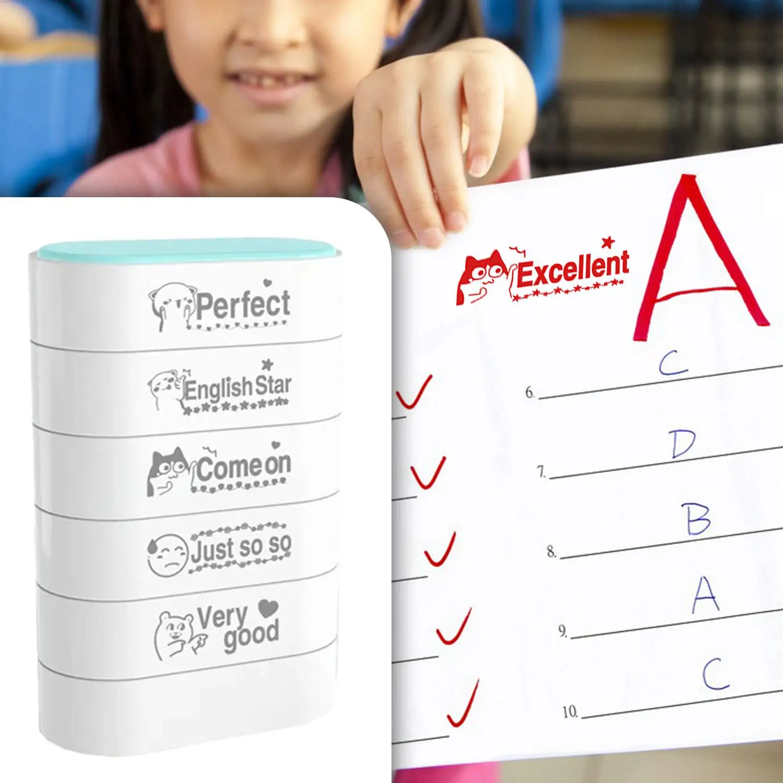 Teacher Stamps for Grading Encourages Clear Printing Very Good Student Come on Rewards Motivational Primary School Teachers Seal